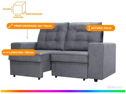 Imagem de Sofá 2 Lugares Retrátil Reclinável Suede Phormatta Abbas SMP