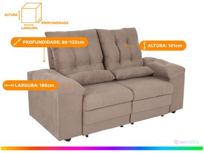 Imagem de Sofá 2 Lugares Retrátil Reclinável Suede Phormatta Colômbia SMP