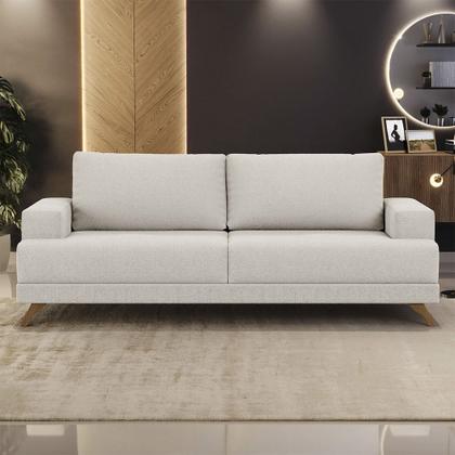 Imagem de Sofá 200cm 3 Lugares Pés Curvos Santi Boucle D05 Creme - Mpozenato