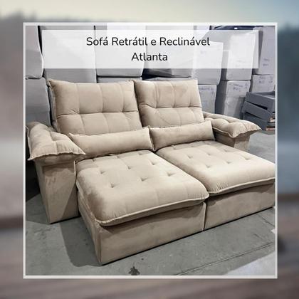 Imagem de Sofá 2,90m Retrátil e Reclinável Atlanta Com Molas ensacadas 5 Lugares Fabri Decor