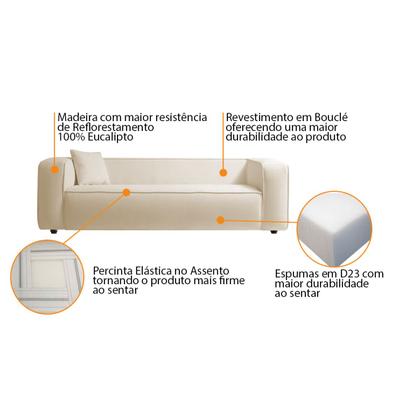 Imagem de Sofá 3 Lugares 180cm Orgânico Luxo Recepção Cecília Bouclé - Amarena Moveis