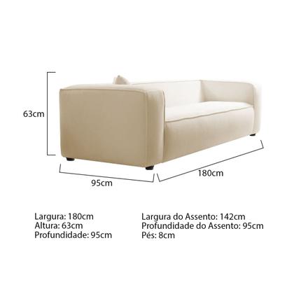 Imagem de Sofá 3 Lugares 180cm Orgânico Luxo Recepção Cecília Bouclé - Amarena Moveis