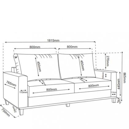 Imagem de Sofá 3 Lugares 200cm Linho living Mult Viero
