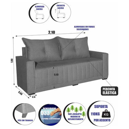 Imagem de Sofá 3 Lugares 2,10m  Lara Linho Bom Pastor
