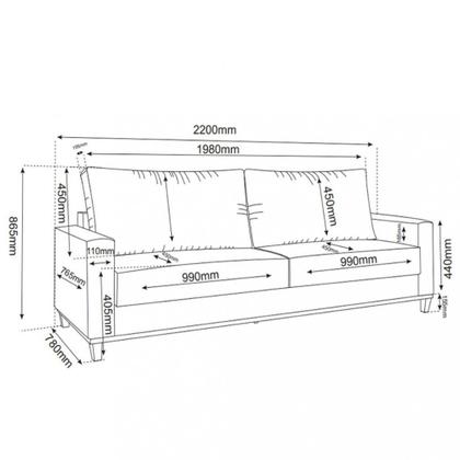 Imagem de Sofá 3 Lugares 220cm Linho Viero Móveis