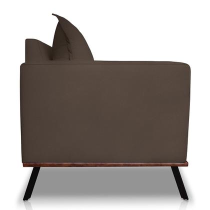 Imagem de Sofá 3 Lugares 2,20m Estofado em Veludo Marrom com Pés Metálicos - Zefir Lucadi Home