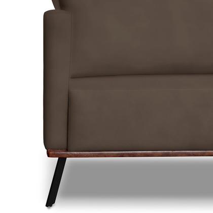 Imagem de Sofá 3 Lugares 2,20m Estofado em Veludo Marrom com Pés Metálicos - Zefir Lucadi Home