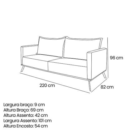 Imagem de Sofá 3 Lugares 2,20m Estofado em Veludo Marrom com Pés Metálicos - Zefir Lucadi Home