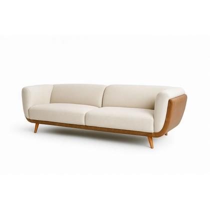 Imagem de Sofá 3 Lugares 240cm Linha Premium Compose Bouclê Off-White material sintético Caramelo