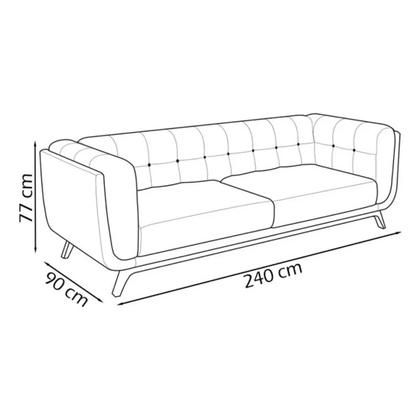 Imagem de Sofá 3 Lugares 240cm Pés Madeira Premium Compose Bouclê material sintético Sala Clinica Recepçao Luxo