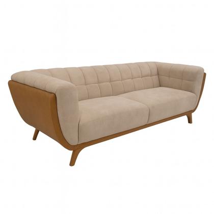 Imagem de Sofá 3 Lugares 240cm Pés Madeira Premium Compose Bouclê material sintético Sala Clinica Recepçao Luxo