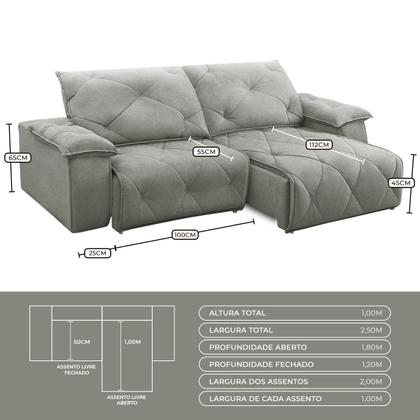 Imagem de Sofá 3 Lugares 2,50m Retrátil e Reclinável Texas - COLISEU