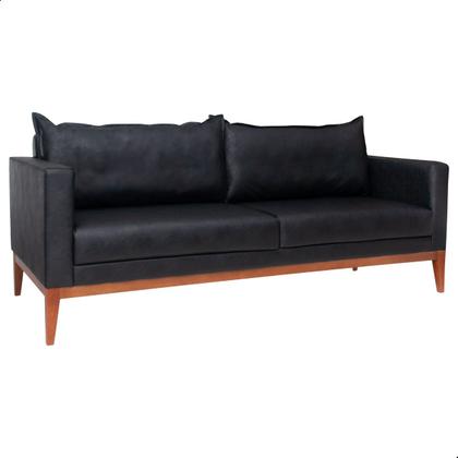 Imagem de Sofá 3 Lugares 2m Living Pés Fixo Classic Sintético Madeira Maciça Almofadas Soltas Design Elegante Sala de Estar Comercial Retrô Escritório