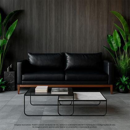 Imagem de Sofá 3 Lugares 2m Living Pés Fixo Classic Sintético Madeira Maciça Almofadas Soltas Design Elegante Sala de Estar Comercial Retrô Escritório
