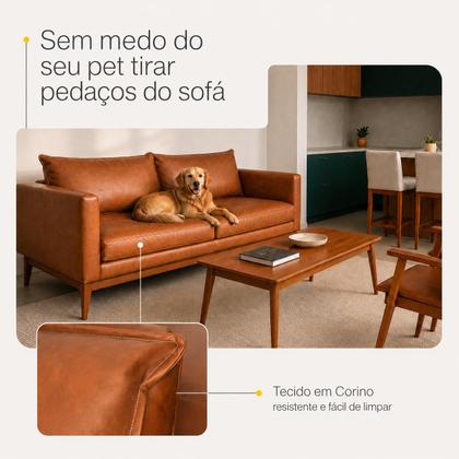 Imagem de Sofá 3 Lugares 2m Material Sintético Retrô Elegante Recepções Escritórios Sala Estar Living Classic