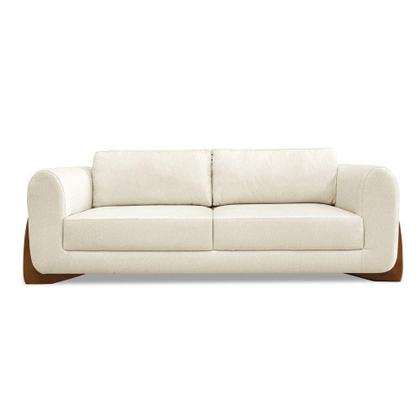 Imagem de Sofá 3 Lugares Base De Madeira Clarissa 220 Cm Linho S04 - D'rossi Cor Natural