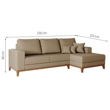 Sofá 3 Lugares Belgrado com Chaise Direito Linho Bege 230 cm - Mobly Imagem de Sofá 3 Lugares Belgrado com Chaise Direito Linho Bege 230 cm