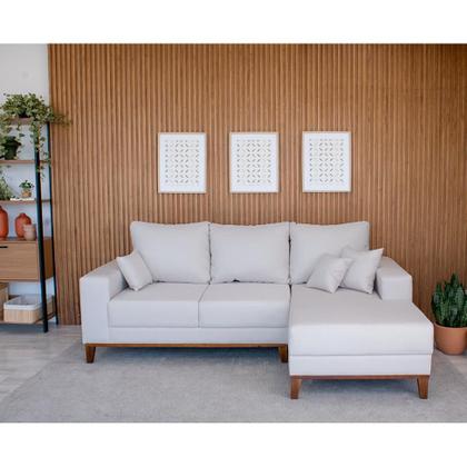 Imagem de Sofá 3 Lugares Belgrado com Chaise Direito Linho Cru 230 cm