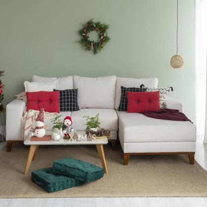 Imagem de Sofá 3 Lugares Belgrado com Chaise Direito Linho Cru 230 cm