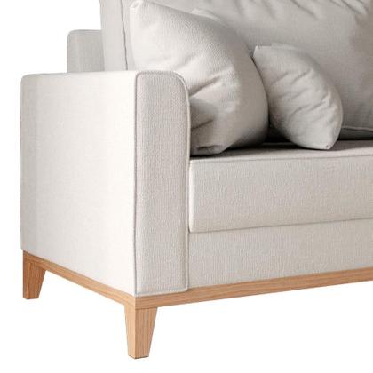 Imagem de Sofá 3 Lugares Beny Base de Madeira Linho Rústico Cru