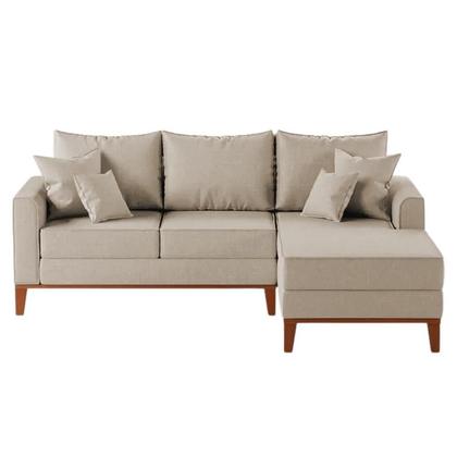Imagem de Sofá 3 Lugares Beny com Chaise Direito Linho Bege