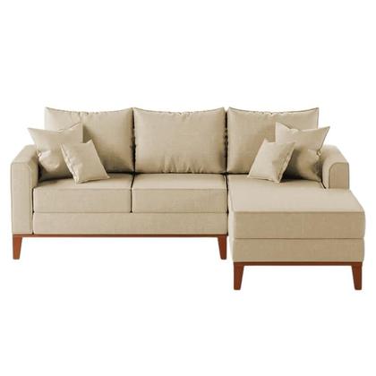 Imagem de Sofá 3 Lugares Beny com Chaise Direito Suede Bege
