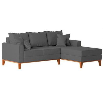Imagem de Sofá 3 Lugares Beny com Chaise Direito Suede Cinza