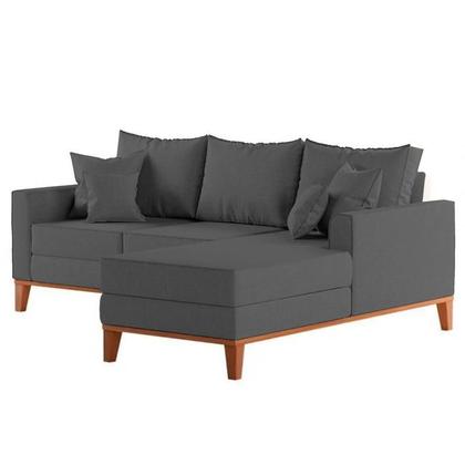 Imagem de Sofá 3 Lugares Beny com Chaise Direito Suede Cinza
