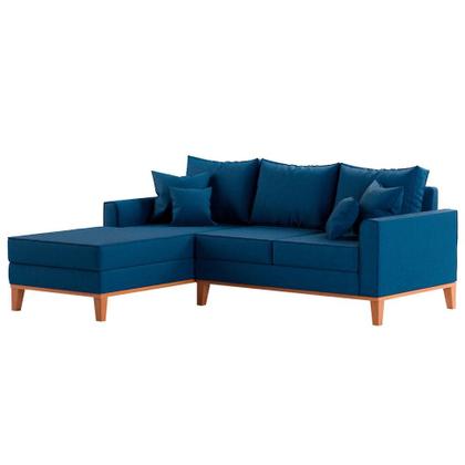 Sofá 3 Lugares Beny Com Chaise Esquerdo Linho Azul Marinho - Mobly Imagem de Sofá 3 Lugares Beny Com Chaise Esquerdo Linho Azul Marinho