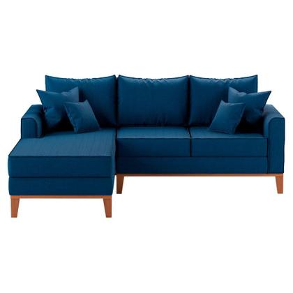 Sofá 3 Lugares Beny Com Chaise Esquerdo Linho Azul Marinho - Mobly Imagem de Sofá 3 Lugares Beny Com Chaise Esquerdo Linho Azul Marinho