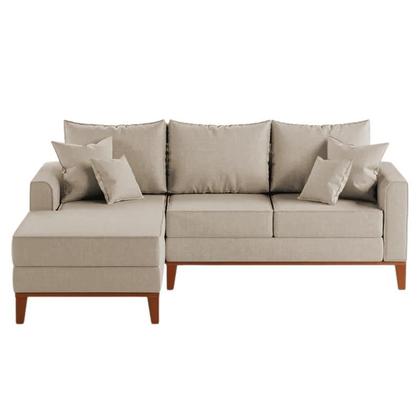 Imagem de Sofá 3 Lugares Beny com Chaise Esquerdo Linho Bege