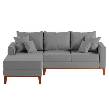 Imagem de Sofá 3 Lugares Beny com Chaise Esquerdo Linho Cinza
