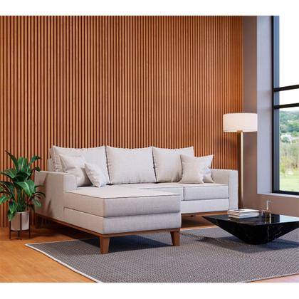 Sofá 3 Lugares Beny Com Chaise Esquerdo Linho Cru - Mobly Imagem de Sofá 3 Lugares Beny Com Chaise Esquerdo Linho Cru