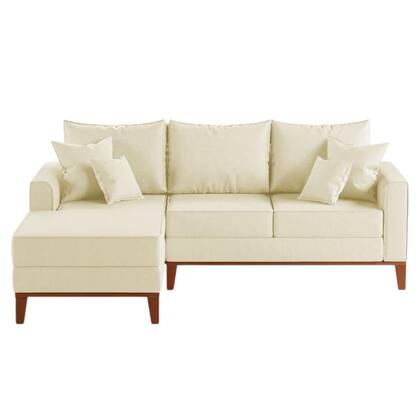 Imagem de Sofá 3 Lugares Beny com Chaise Esquerdo material sintético Bege
