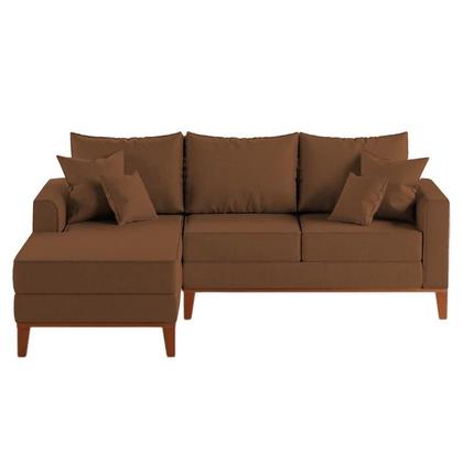 Imagem de Sofá 3 Lugares Beny com Chaise Esquerdo material sintético Terracota