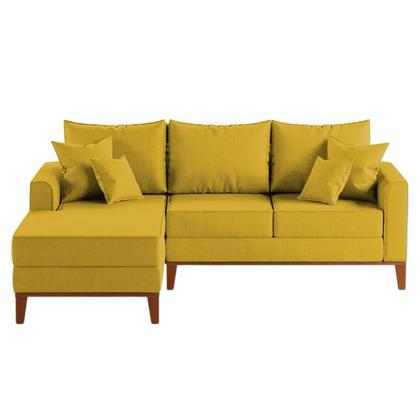 Imagem de Sofá 3 Lugares Beny com Chaise Esquerdo Suede Amarelo