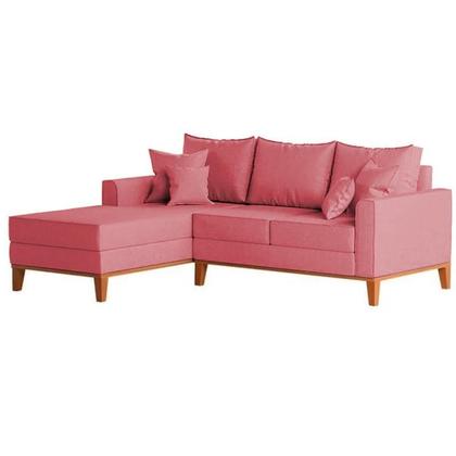 Imagem de Sofá 3 Lugares Beny com Chaise Esquerdo Suede Rosa