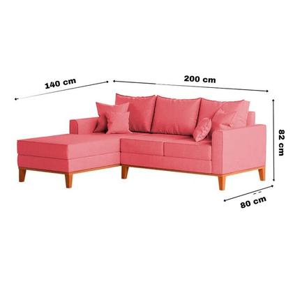 Imagem de Sofá 3 Lugares Beny com Chaise Esquerdo Suede Rosa
