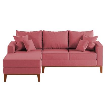 Imagem de Sofá 3 Lugares Beny com Chaise Esquerdo Suede Rosa