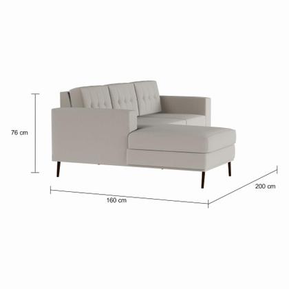 Imagem de Sofá 3 Lugares Calmness com Chaise Esquerdo Pé Palito Linho Cotton Cru