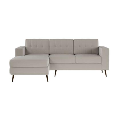Sofá 3 Lugares Calmness com Chaise Esquerdo Pé Palito Linho Cotton Cru - Mobly Imagem de Sofá 3 Lugares Calmness com Chaise Esquerdo Pé Palito Linho Cotton Cru