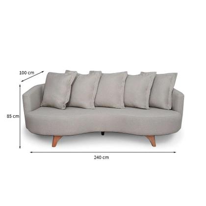 Sofá 3 Lugares Capri Veludo Bege 240 cm - Mobly Imagem de Sofá 3 Lugares Capri Veludo Bege 240 cm