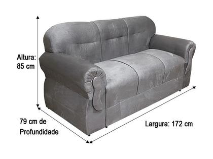 Imagem de Sofá 3 Lugares Cinza 605 Viena