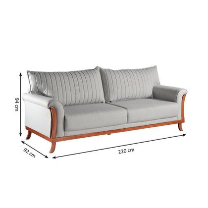 Imagem de Sofá 3 Lugares com Cama para Pet Louise Linho Cinza