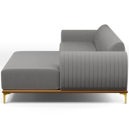 Imagem de Sofá 3 Lugares com Chaise Direito Sala Estar Molino 230cm D02 Linho Cinza Escuro C-416 - Lyam Decor