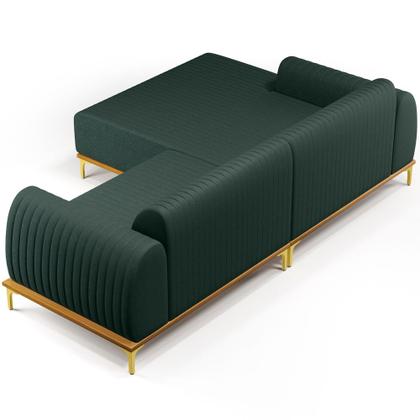 Imagem de Sofá 3 Lugares com Chaise Esquerdo Sala Estar Molino 245cm D02 Linho Verde Musgo C-123 - Lyam Decor