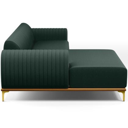 Imagem de Sofá 3 Lugares com Chaise Esquerdo Sala Estar Molino 245cm D02 Linho Verde Musgo C-123 - Lyam Decor