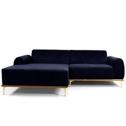 Imagem de Sofá 3 Lugares Com Chaise Molino 230 Cm Azul Marinho C-287