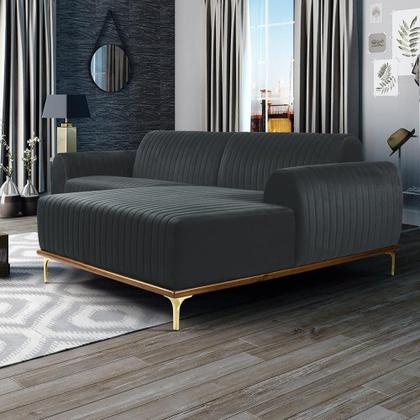 Imagem de Sofá 3 Lugares Com Chaise Molino 245 Cm Cinza C-317