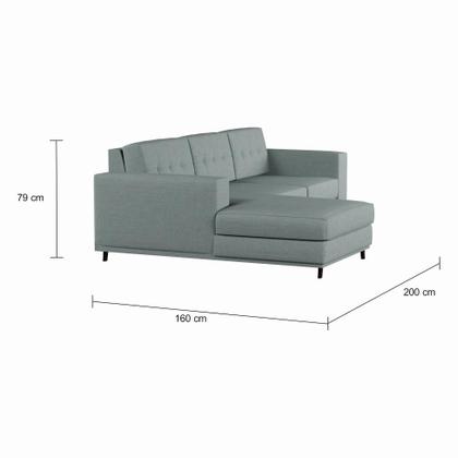 Imagem de Sofá 3 Lugares Esquerdo Calmness com Chaise Esquerdo Pé Palito Linho Cotton Cinza